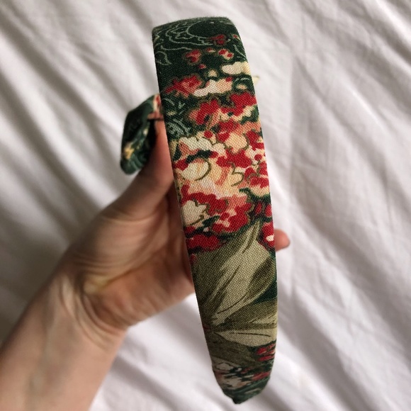 AMERICAN APPAREL Floral Green Bow Headband - Picture 9 of 10